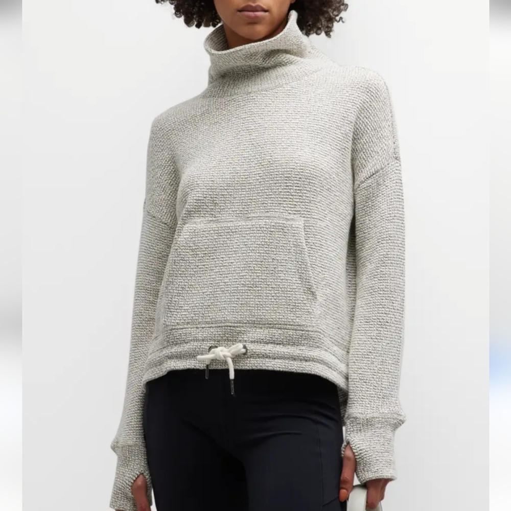 Sweaty Betty Restful Boucle Light Gray Cowl Sweater Size Small